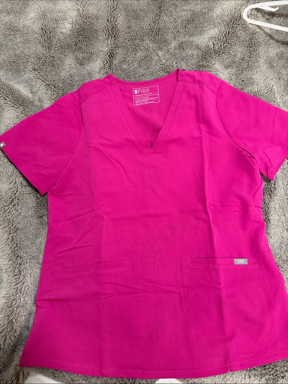 FIGS Hot Pink V-Neck Short Sleeve Scrub Top
